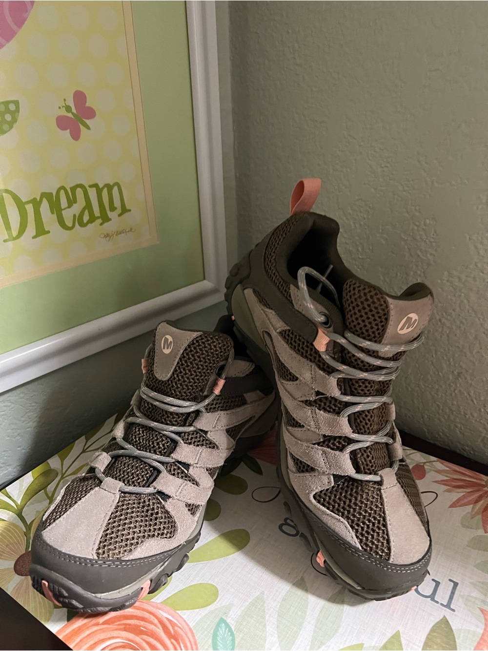 Merrell Alverstone Hiking Shoes Brown Suede, Mesh Upper Size 8.5